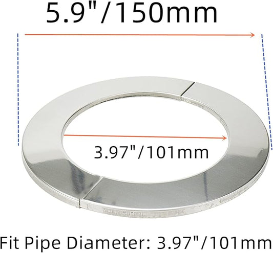 Wall Split Flange, Stainless Steel Round Escutcheon Plate for 3.97"/101mm Diameter Pipe, Pack of 2