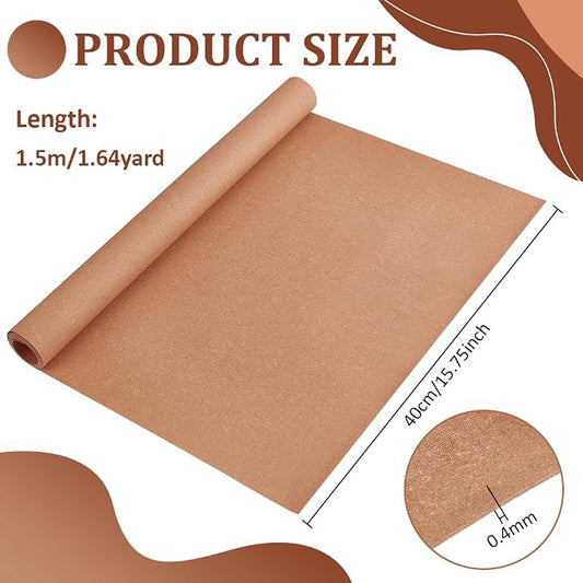 BENECREAT 59x15.7inch Leather Stiffener Roll, Sandy Brown Bag Stiffener, PVC Leather Roll for Leather Bag Liner, Craft DIY, 0.4mm Thick