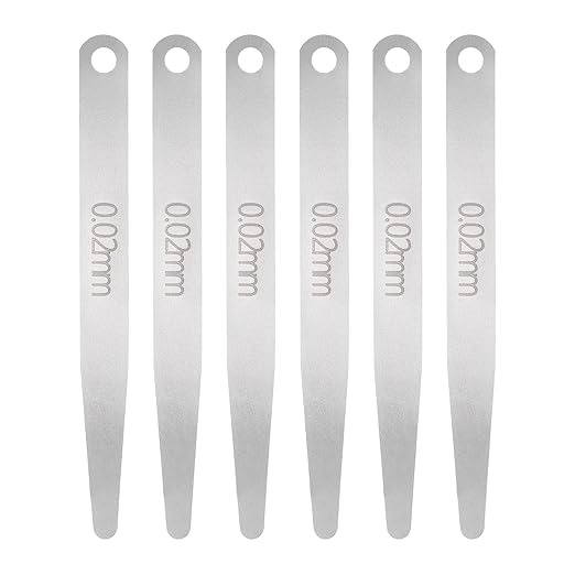 HARFINGTON 6pcs Metric Thickness Feeler Gauge 0.02mm Single Blade Oval Feeler Gauge 304 Stainless Steel Gap Measuring Tool for Repair Valve Guitar Spark Plug