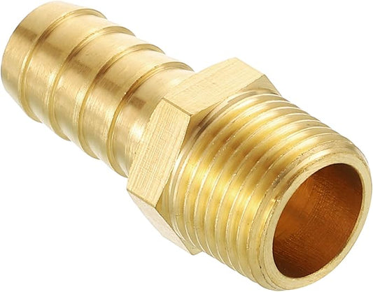 Pack of 1 Brass Hose Barb Fittings Adapter Connector 1/2" Hose Barb to 3/8" NPT Male Fittings for Home Machines, Massage Bathtubs, and Irrigation Systems
