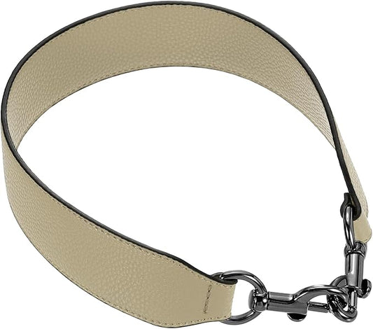 uxcell 22.83 Inch PU Leather Short Bag Strap with Clasp, Purse Handles Handbags Replacement Straps for Clutch Bag Crossbody Underarm Bags, Khaki, Metallic Black Buckle