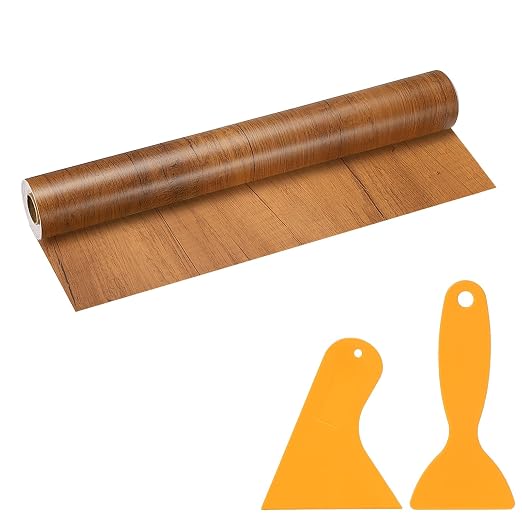 PATIKIL Wood Grain Repair Tape, 16" x 33' Self Adhesive Realistic Wood Tape with Scraper Durable Repair Patch for Furniture Floor Window Door Table DIY Home Decor, Ash-Tone Grain
