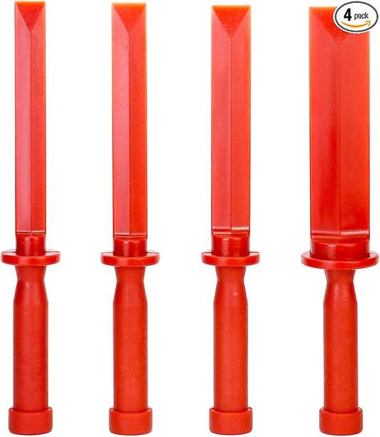 QWORK Plastic Chisel Scraper Set, 3/4", 7/8", 1", 1-1/2" Chemical Resistant Scraper Tool, No-marring Plastic Chisel Set for Removes Debris, Adhesives, Film, Paint