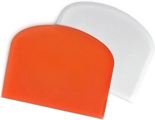 ALLTOP Dough Bowl Spatula & Bench Scraper, Multipurpose Kitchen Tool (2, White&Orange)