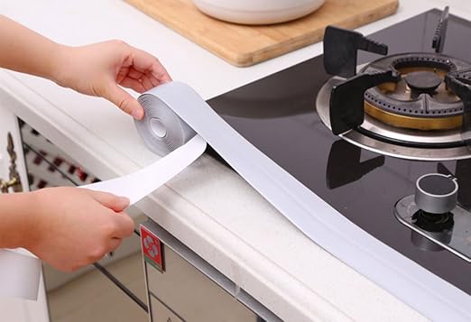 Daycount Tape Caulk Strip Seal for Toliet Bathtub, Sink, Kitchen, Wall Edge, Self Adhesive Corner Liner 126''x1.57'' (Grey)