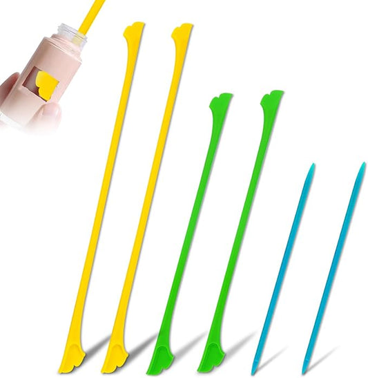 Silicone Spatula Set (6Pcs) - Dual-Ended Mini Scraper & Applicator for Zero Waste Cosmetics, Kitchen Food Jars, and Crafts. Thin Jar Spatula in 3 Versatile Sizes, Easy to Clean.