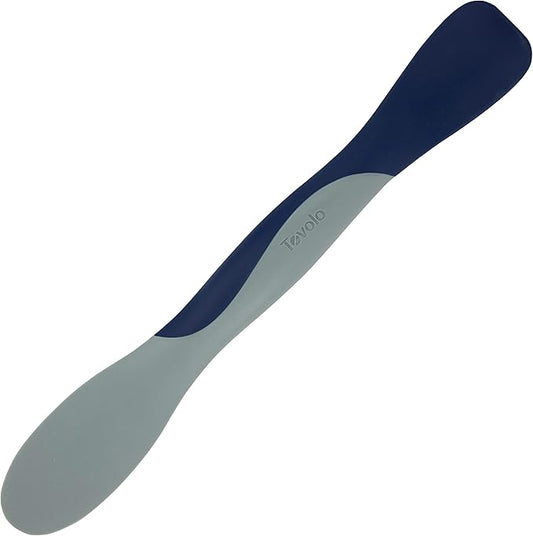 Tovolo Scoop and Spread Large Dual End Silicone Sandwich Spreader Tool with Nylon Handle, BPA Free Dishwasher Safe Silicone and Nylon Tool for Spreading and Scooping, Deep Indigo and Oyster Gray