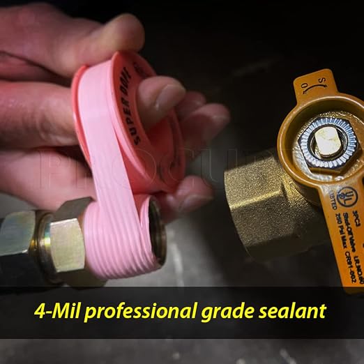 PROCURU 2-Pack 1/2" x 520" Professional Grade Pipe Thread Sealant 4-Mil Pink PTFE Plumbing Teflon Tape, for Water and Gas