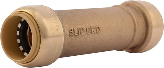 SharkBite 3/4 Inch Slip Coupling, Push to Connect Brass Plumbing Fitting, PEX Pipe, Copper, CPVC, PE-RT, HDPE, U3016LFA