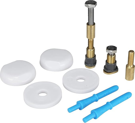 NEXT BY Danco Zero Cut Bolts | Brass Toilet Mounting Bolts | Toilet Repair | White Bolt Caps | Toilet Bolts Screws (10770), "adjustment is 1"" to 3"""
