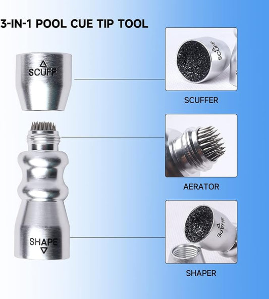 GSE Games & Sports Expert Billiard Pool Cue Tip Tool, Stick Scuffer/Shaper/Aerator/Joint Protector Tool, Billiard Accessories
