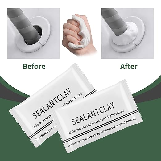 Waterproof Sealant Mastic,Pack of 8 White Seal Putty Waterproof Duct Seal Repair Sealing Clay, Quick Mending Mud for Drain Connection, Wall Hole, Air Conditioning Hole Seal Putty (16 Pack)