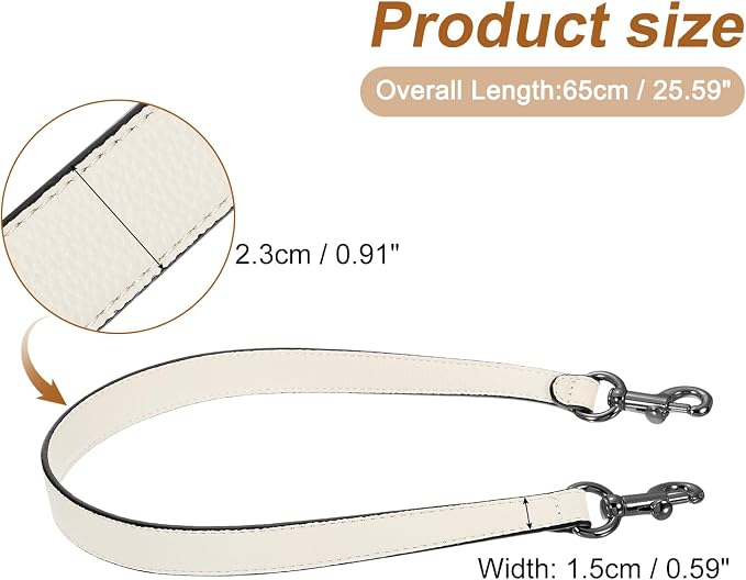 uxcell 25.59 Inch PU Leather Short Bag Strap with Clasp, Purse Handles Handbags Replacement Straps for Clutch Bag Underarm Bags, Beige, Grey Buckle