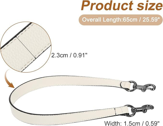 uxcell 25.59 Inch PU Leather Short Bag Strap with Clasp, Purse Handles Handbags Replacement Straps for Clutch Bag Underarm Bags, Beige, Grey Buckle