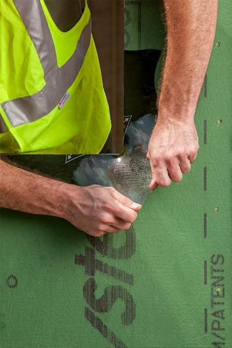 ZIP System Stretch Tape - Flexible Adhesive Flashing - Advanced Acrylic Adhesion - for Sealing Around Curves, Corners, Windows & Doors - Professional-Grade - Weather Protection - 10" x 75' Roll