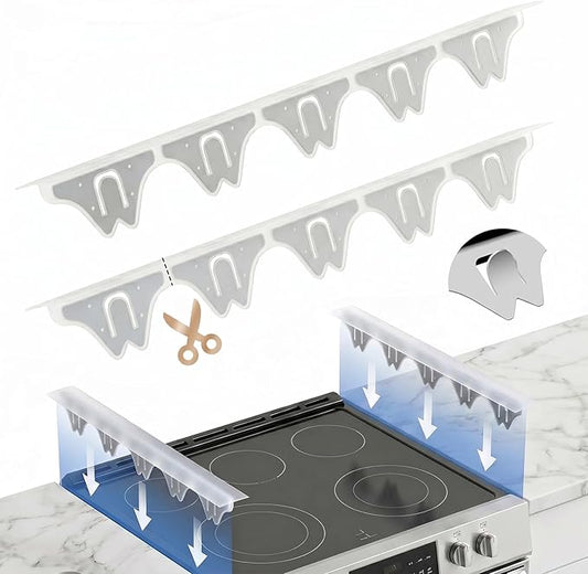 Silicone Stove Gap Covers with Stainless Steel, Oven Gap Filler Seals Gaps Between Stovetop and Counter, Stove Gap Guards Range Trim Kit, Easy to Clean Stove Gap Guard (Clear 2 Pack,25")