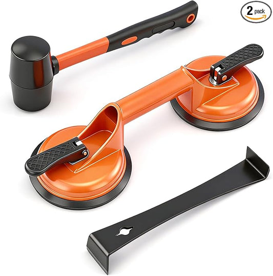 Saker Laminate Floor Gap Repair Tool,Suction Cup Lifter with Rubber Mallet and Wider Heavy Duty Pull Bar,Floor Gap Repair Kit,for Moving Glasses and Floating Wood Floors