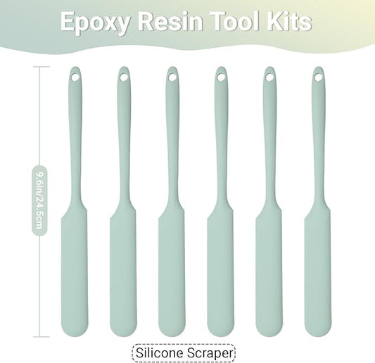 Gartful 6PCS Silicone Spatula Sticks, Non-Stick Epoxy Resin Mixing Sticks Scraper Tools, Reusable Stirring Rods for Resin, Paint, Waxing, Liquid, Arts Crafts Supplies, Facial Mask, Light Green