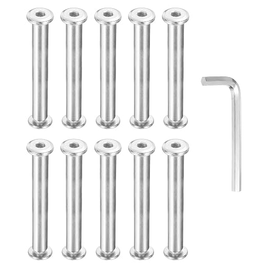 PATIKIL M6x6mm Hex Chicago Screws 8x60mm, 10Pcs 304 Stainless Steel Metric Hex Drive Socket Cap Binding Post Screw Posts for Scrapbook Leather Belt Album Furniture Repair, Silver