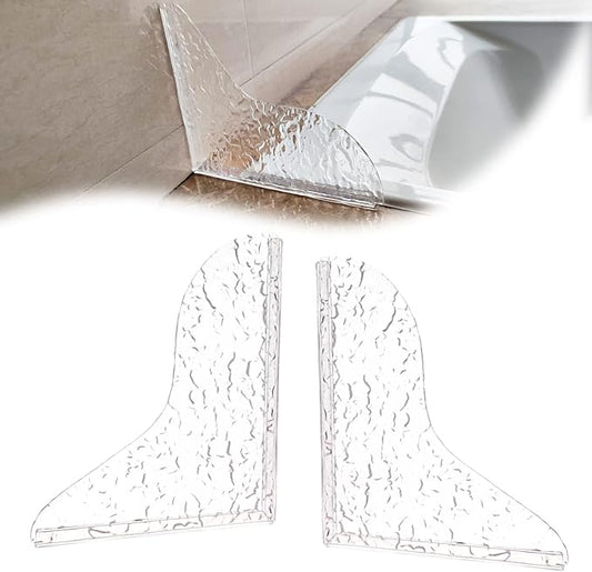 2Pack Shower Splash Guard for Bathtub,Walk in Shower Water Guard Made of Acrylic,Designed to Keep Water in Shower and to Seal Tub Corner, Shower Corner, and Bathroom Sink (Wave)