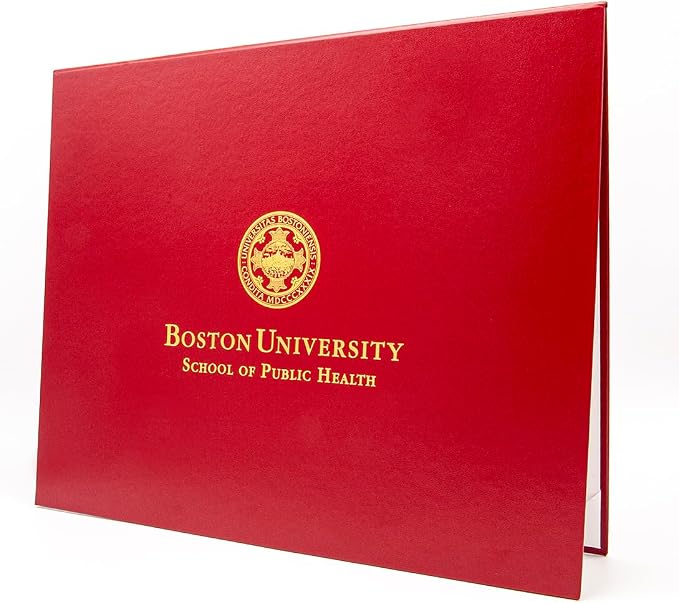 Faux Leather Document Cover with Custom Metallic Foil Printing, Tent-Style Opening, Non-Padded Hardback, Professional Presentation for Awards, Diplomas, Certificates (Red, 11x14 Large Size)