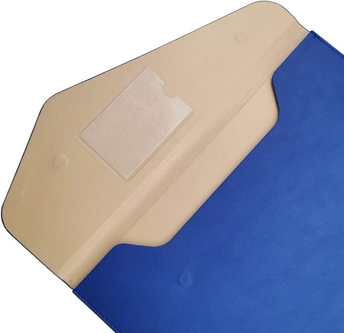 PU A4 Leather File Folder Document Holder Folder Stylish Portfolio Envelope Case with Strap and Invisible Magnetic Closure (Blue)