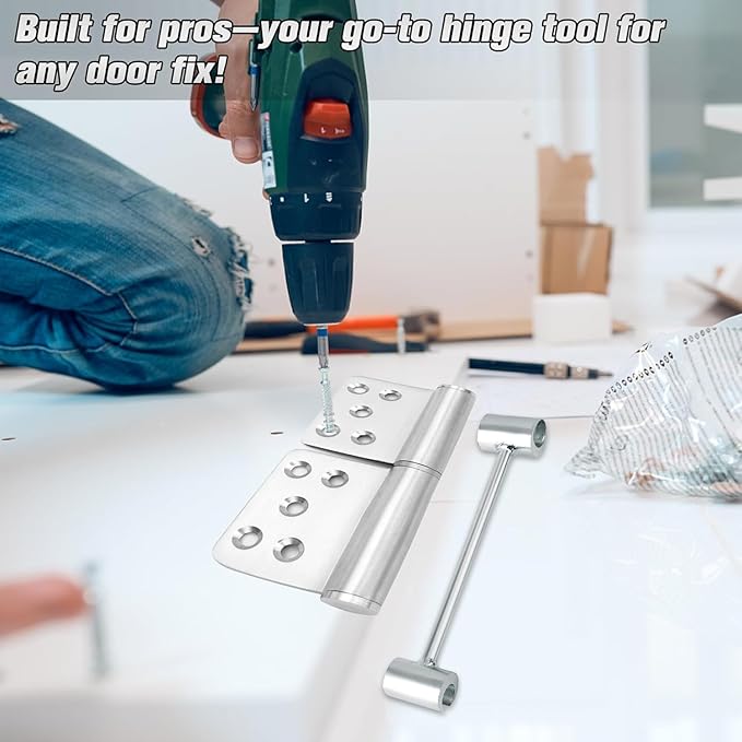 1 Pack Dual Size Door Hinge Adjustment Tool 23–25mm, Door Hinge Repair Tool, Door Gap Adjustment Tool, Door Adjustment Tool, Heavy Duty for Fixing Gaps in Fire, Cleanroom Safety Use (Silvery)