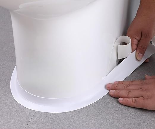 White Caulk Tape Bathroom Easy DIY Sealant Solution Peel & Stick for Bathtubs Toilets Walls Floors Tiles Wallpaper Edges, Quick & Mess-Free Waterproof Sealing, Create a Clean Finished Look in Minutes