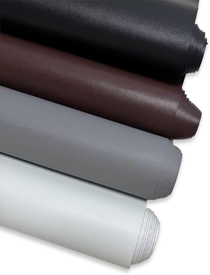 Black Smooth Faux Leather Fabric 39"x54" - Waterproof Durable Solid Color Vinyl for Motorcycle Seats, Sofa & Furniture DIY Repair