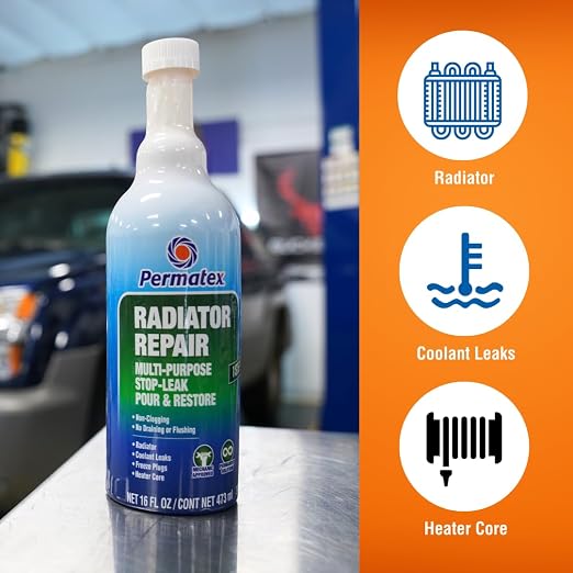 Permatex 30301 Radiator Repair - Stop Leak, 16 fl oz, Protecting Against Coolant Loss, Stopping Leaks and Seepage from Head Gaskets