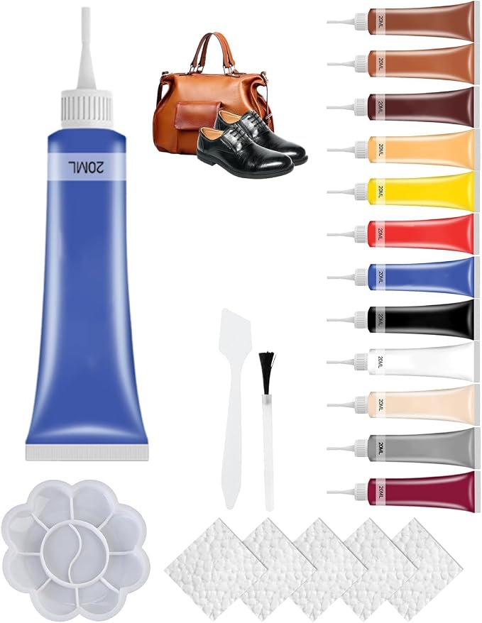 2026 New Advanced Leather Repair Gel, Upgrade Leather Repair Kit for Car Seat Vinyl Repair Kit, Professional Leather Repair Coloured Cream Gel, Multifunctional Couch and Jacket Repair Kit (A08)