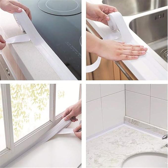 Caulk Strip Tape, Waterproof Dustproof PVC Self Adhesive Caulking Sealing Tape for Kitchen Sink Toilet Bathroom Shower Bathtub Wall(0.86" x11',Brown)