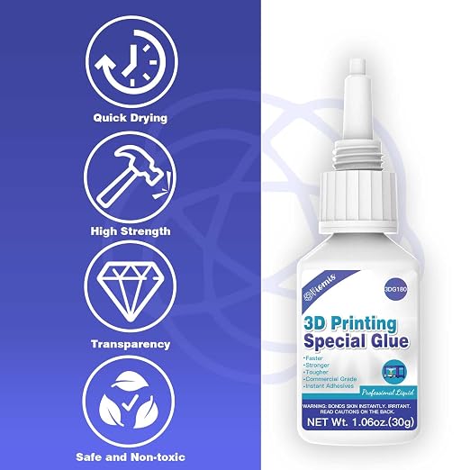 3D Printing Super Glue, Ultra-Thin Capillary Adhesive for PLA ABS PETG TPU, Professional Instant Bond for Micro Gaps & Seamless Post-Processing, Heat Resistant & Clear Finish, 30g