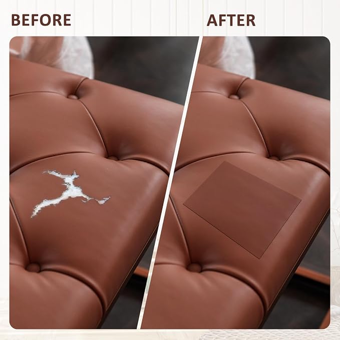 AOOTOOLINK Leather Repair Patch 35X79 Inch Self Adhesive Leather Repair, Large Leather Repair Tape for Couches, Furniture, Car Seats, Cabinets, Sofa, Handbags (Dark Brown, 35X79 Inch)