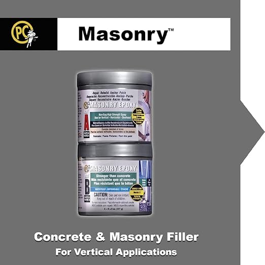 PC Products PC-Masonry Epoxy Adhesive Paste, Two-Part Repair, 8 oz in Two Cans, Gray 70079