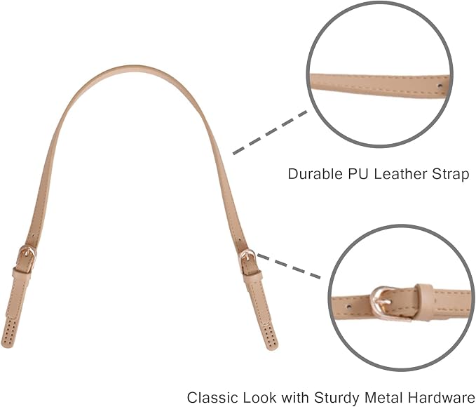 XIMEO 2 Pack Replacement Purse Straps – Adjustable PU Leather Handles with Buckle for DIY Bag Making, Tote & Handbag Repair