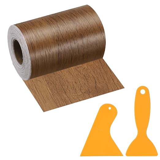 PATIKIL Wood Grain Repair Tape, 3" x 33' Self Adhesive Realistic Wood Tape with Scraper Durable Repair Patch for Furniture Floor Window Door Table DIY Home Decor, Natural Wood Grain