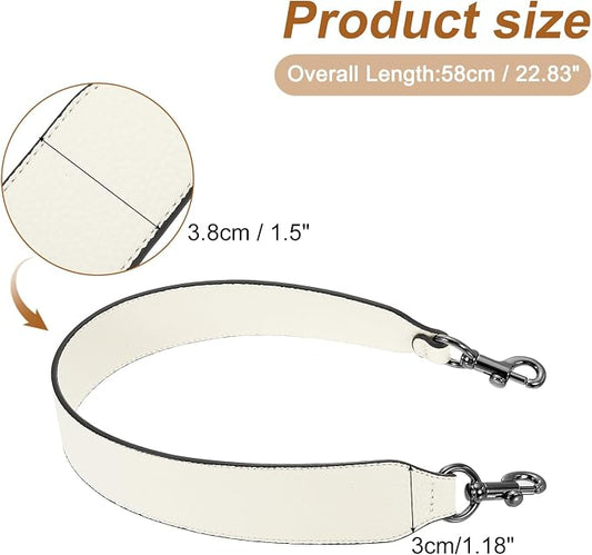 uxcell 22.83 Inch PU Leather Short Bag Strap with Clasp, Purse Handles Handbags Replacement Straps for Clutch Bag Crossbody Underarm Bags, Beige, Metallic Black Buckle