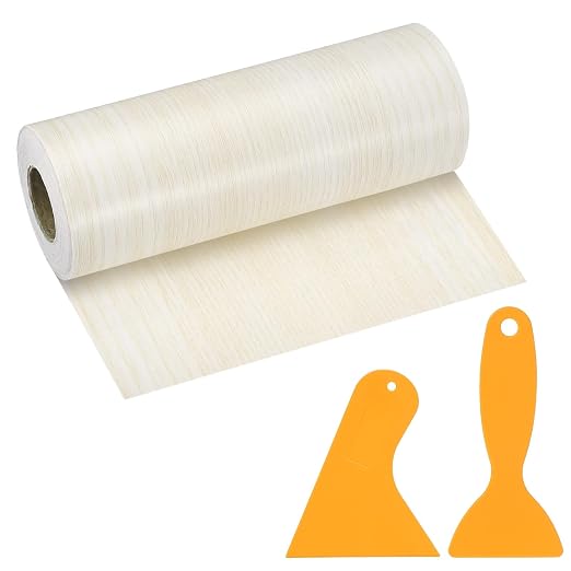 PATIKIL Wood Grain Repair Tape, 6" x 33' Self Adhesive Realistic Wood Tape with Scraper Durable Repair Patch for Furniture Floor Window Door Table DIY Home Decor, Poplar
