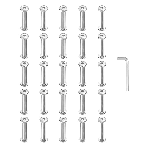 PATIKIL M4x4mm Hex Chicago Screws 5x25mm, 20Pcs 304 Stainless Steel Metric Hex Drive Socket Cap Binding Post Screw Posts for Scrapbook Leather Belt Album Furniture Repair, Silver