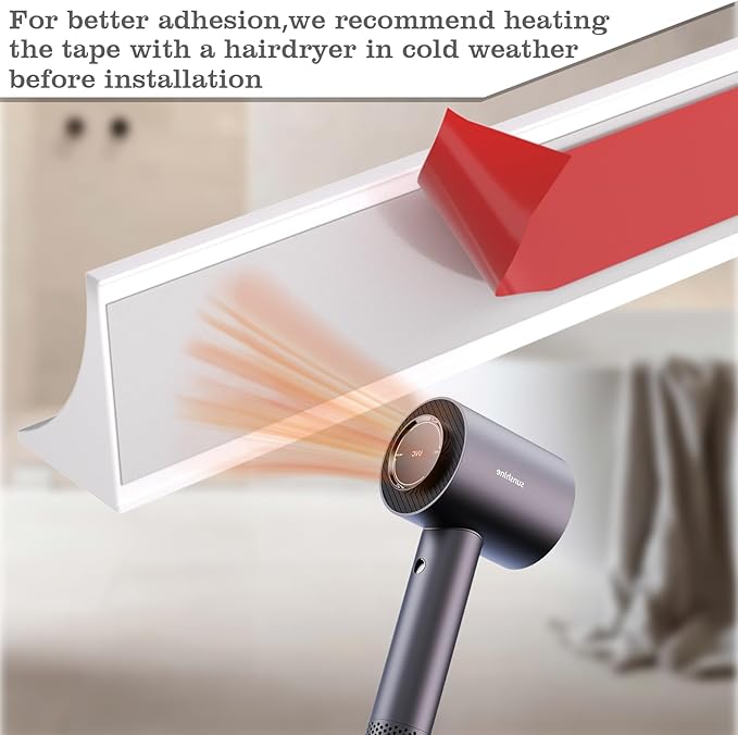 78 Inch Shower Threshold Water Dam Barrier,Silicone Shower Door Bottom Seal for Water Stopper,Flexible Edge Trim for Kitchen Sink Splash Guard,Self Adhesive Water Blocker for Bathtub,Transparent