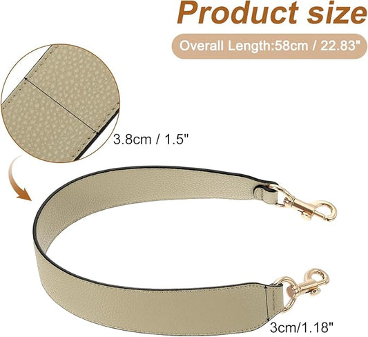 uxcell 22.83 Inch PU Leather Short Bag Strap with Clasp, Purse Handles Handbags Replacement Straps for Clutch Bag Crossbody Underarm Bags, Khaki, Gold Buckle