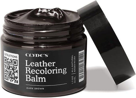 Clyde's™ Leather Company Leather Recoloring Balm – Color Restore & Scratch Repair Kit for Faded Leather Furniture, Car Seats, Sofa & Vinyl | 23 Colors | Non-Toxic Dye