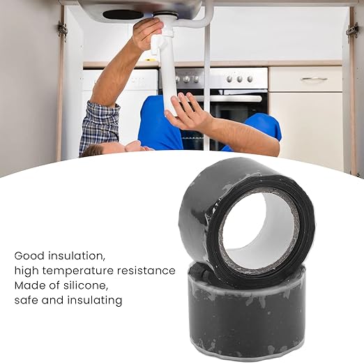 Self Fusing Silicone Tape High Temperature Adhesive Tape for Plumbing Repairs Hose Leak Fixing 2 Rolls 1.5m x 2.5cm (Black)