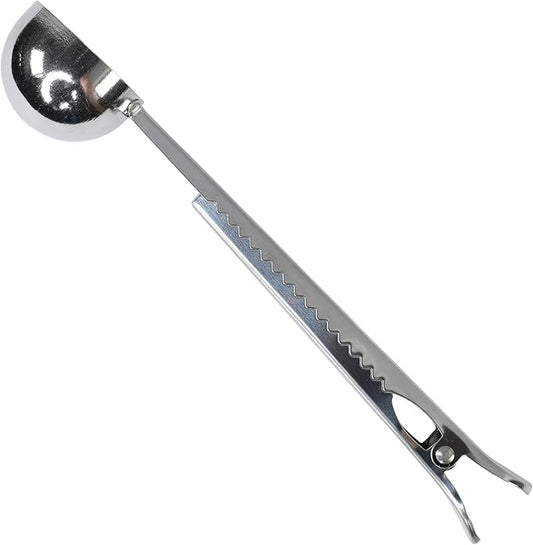 R&M Stainless Steel Coffee Scoop with Coffee Bag Clip, Multipurpose Spoon with Closure Clip, Measuring Spoon