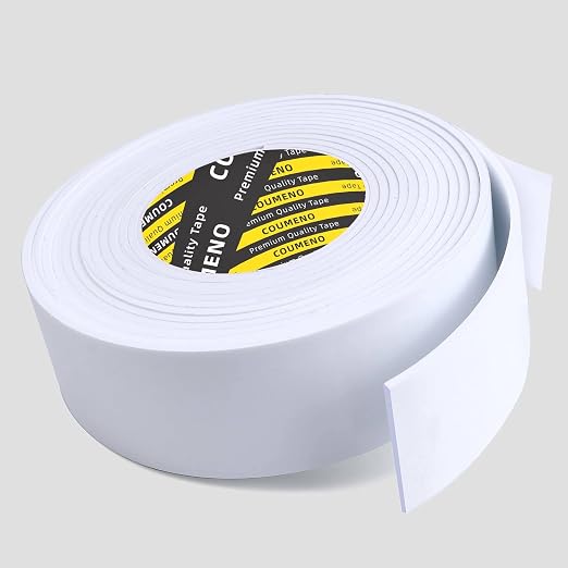 Single Sided Strong Self-Adhesive Foam Tape Strips 2inX16.4FT, White Weather Stripping for Door/Window Seal, Gap Insulation, DIY Homeowners Easy Install (0.12in Thickness)