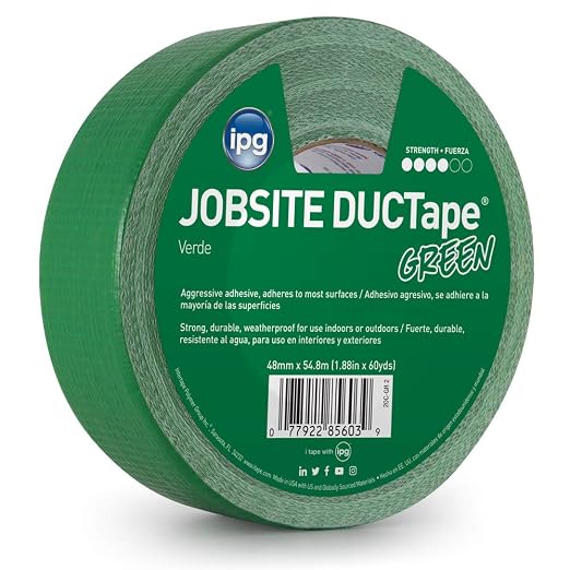 IPG JobSite DUCTape, Colored Duct Tape, 1.88" x 60 yd, Green (Single Roll)