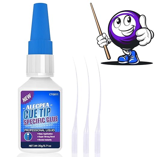 ALECPEA Quick Dry Pool Cue Tip Glue, 20g Glue for Billiard Cue Tip Repair & Maintenance