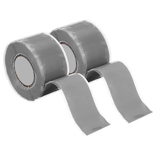 uxcell 2 Pcs Self Fusing Silicone Tape, 1" x 10ft Waterproof Water Leak Sealing Tape for Plumbing Pipe Hose Repair Handles, Grey