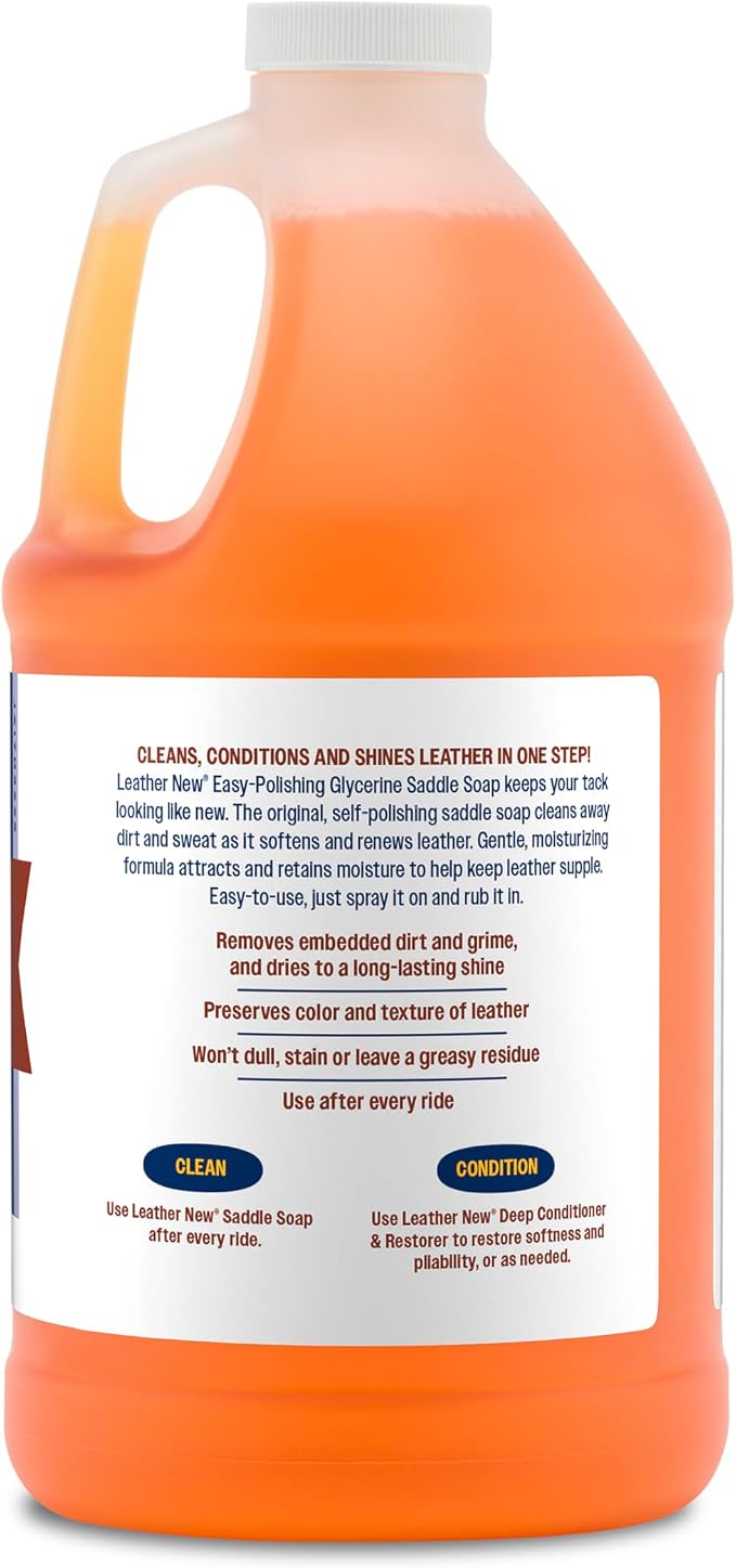 Farnam Leather New Easy-Polishing Glycerine Saddle Soap and Leather Saddle Cleaner, Protects and Preserves Leather, Cleans, Conditions and Polishes, 64 Oz.